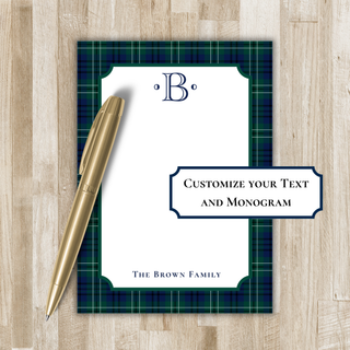 Personalized Navy & Green Plaid Notepad with Monogram | Ralph Lauren Plaid