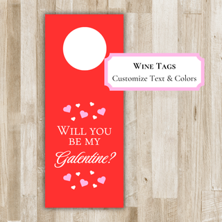 Galentine Wine Tags | Personalized Valentine Party Water Bottle, Prosecco, Champagne Tags | Valentine's Day