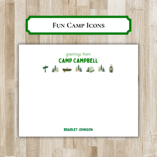 Personalized Summer Camp Stationery Set | Kids Summer Camp Flat Notecards