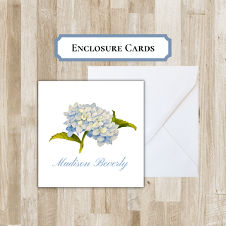 Personalized Hydrangea Calling Card | Blue Hydrangea Enclosure Card