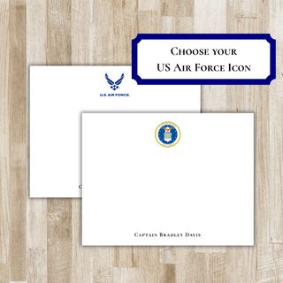 Personalized US Air Force Stationery Set / Stationary | United States Air Force Flat Notecards