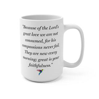Hummingbird Bible Verse Mug - Lamentations 3:22‑23