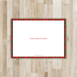 Red tartan Christmas card - back with custom text only