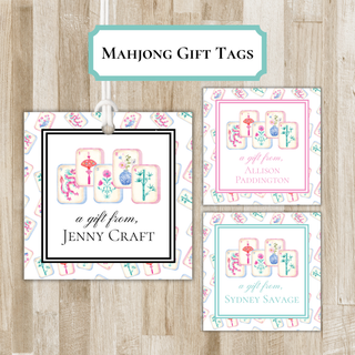 Personalized Mahjong Gift Tags & Enclosure Cards | Mahjong Party Calling Cards