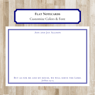 Personalized Joshua 25:13 Bordered Bible Verse Stationery | Flat Notecards