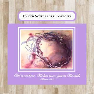 Personalized Folded Easter Notecards | Religious Easter Greeting Card | Matthew 28:6