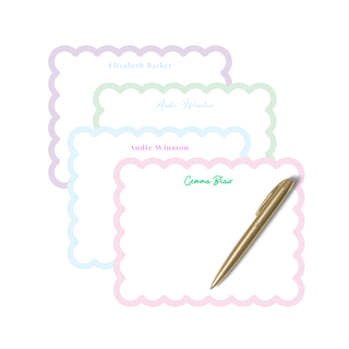 Personalized Scalloped Stationery | Scallop Edge Notecards with Custom Border