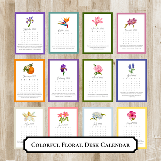 Watercolor Flower Desk Calendar | Option to add Bible Verses | Prayer Desk Calendar | Christian Gift | Hostess & Teacher Gift