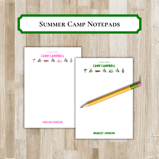 Personalized Summer Camp Notepad | Kid's Camp Notes / Stationery