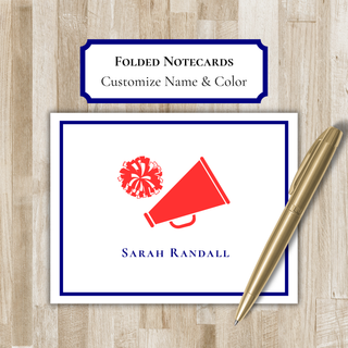 Personalized Folded Cheerleading Notecards | Cheerleader Stationery | Cheer Team Gift