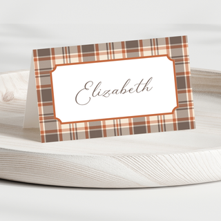 Plaid Thanksgiving Place Cards | Fall Autumn Table Seating Cards