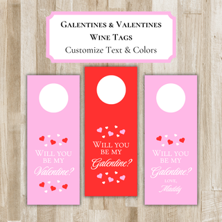 Galentine Wine Tags | Personalized Valentine Party Water Bottle, Prosecco, Champagne Tags | Valentine's Day