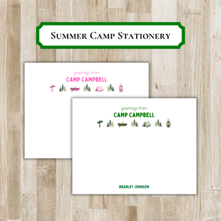Personalized Summer Camp Stationery Set | Kids Summer Camp Flat Notecards