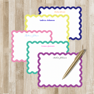 Personalized Scalloped Stationery | Scallop Edge Notecards with Custom Border