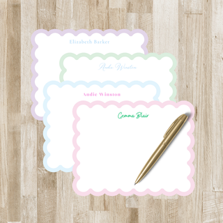 Personalized Scalloped Stationery | Scallop Edge Notecards with Custom Border