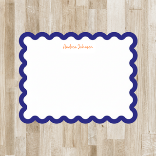 Personalized Scalloped Stationery | Scallop Edge Notecards with Custom Border