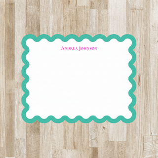 Personalized Scalloped Stationery | Scallop Edge Notecards with Custom Border