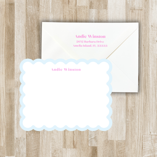 Personalized Scalloped Stationery | Scallop Edge Notecards with Custom Border