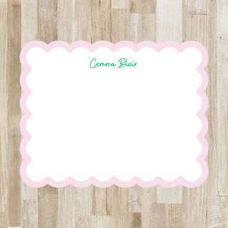 Personalized Scalloped Stationery | Scallop Edge Notecards with Custom Border