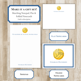 Personalized Water Polo Stationery | Water Polo Flat Notecards | H2O Polo Gift