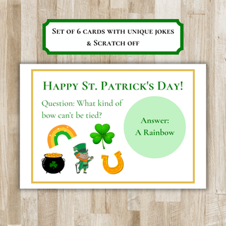St. Patrick's Day Scratch-Off Joke Cards (Set of 6 Cards) | Kid's Jokes for St. Patrick's Day