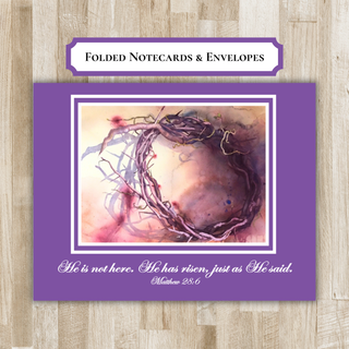 Personalized Folded Easter Notecards | Religious Easter Greeting Card | Matthew 28:6