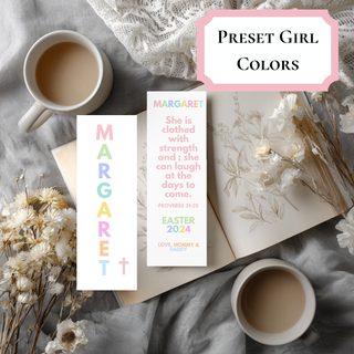 Personalized Easter Bookmark for Kids - Easter Basket Gift - Kid's Bible Verse Bookmark