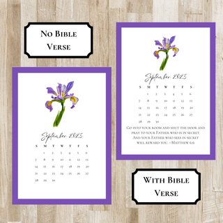 Watercolor Flower Desk Calendar | Option to add Bible Verses | Prayer Desk Calendar | Christian Gift | Hostess & Teacher Gift