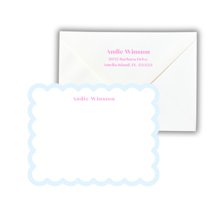 Personalized Scalloped Stationery | Scallop Edge Notecards with Custom Border