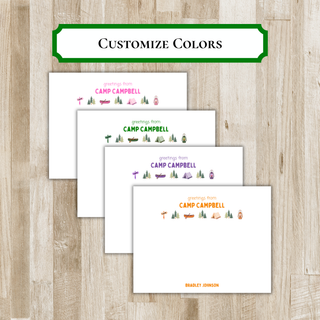 Personalized Summer Camp Stationery Set | Kids Summer Camp Flat Notecards