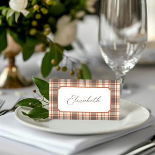 Plaid Thanksgiving Place Cards | Fall Autumn Table Seating Cards