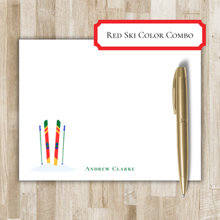Personalized Skiing Stationery | Ski Flat Notecards | Skier Gift