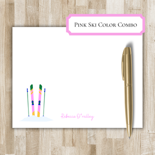 Personalized Skiing Stationery | Ski Flat Notecards | Skier Gift