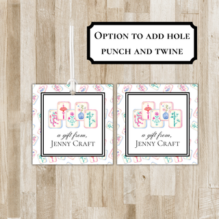 Personalized Mahjong Gift Tags & Enclosure Cards | Mahjong Party Calling Cards
