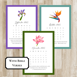 Watercolor Flower Desk Calendar | Option to add Bible Verses | Prayer Desk Calendar | Christian Gift | Hostess & Teacher Gift