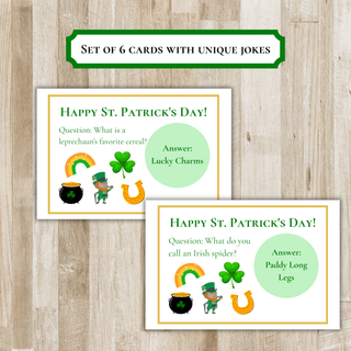 St. Patrick's Day Scratch-Off Joke Cards (Set of 6 Cards) | Kid's Jokes for St. Patrick's Day