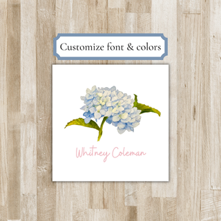 Personalized Hydrangea Calling Card | Blue Hydrangea Enclosure Card