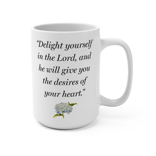 Hydrangea Bible Verse Mug - Psalm 37:4 Delight yourself in the Lord