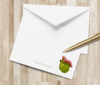 Personalized Flowering Cactus Stationery Set