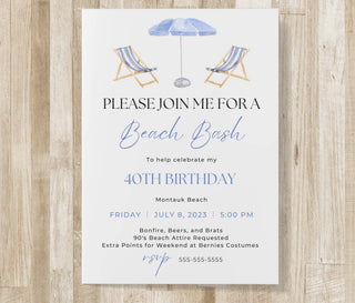 Personalized PRINTABLE Beach Summer Party Invitation