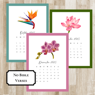 Watercolor Flower Desk Calendar | Option to add Bible Verses | Prayer Desk Calendar | Christian Gift | Hostess & Teacher Gift