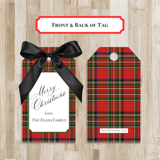 Personalized Tartan Plaid Christmas Gift Tags | Happy Holidays Gift Tags