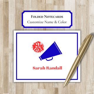 Personalized Folded Cheerleading Notecards | Cheerleader Stationery | Cheer Team Gift