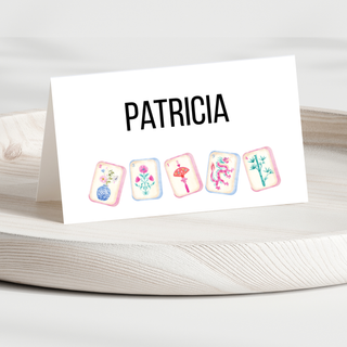 Mahjong Place Cards | Mah jong Party Table Tent & Seating Cards