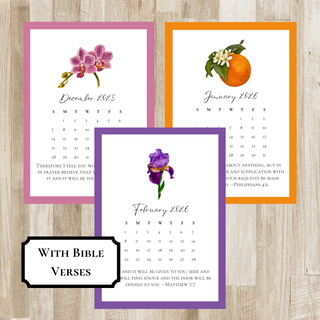 Watercolor Flower Desk Calendar | Option to add Bible Verses | Prayer Desk Calendar | Christian Gift | Hostess & Teacher Gift
