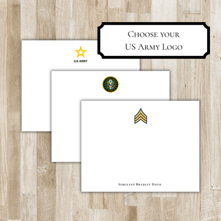 Personalized US Army Stationery Set / Stationary | United States Army Flat Notecards | Military Gift | Soldier Gift