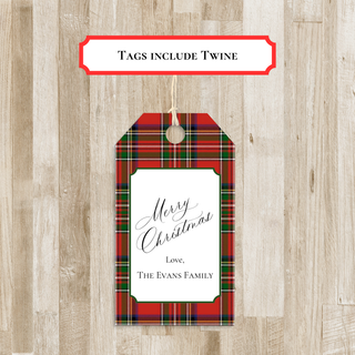 Personalized Tartan Plaid Christmas Gift Tags | Happy Holidays Gift Tags
