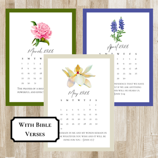 Watercolor Flower Desk Calendar | Option to add Bible Verses | Prayer Desk Calendar | Christian Gift | Hostess & Teacher Gift