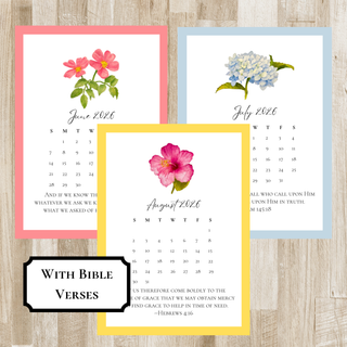Watercolor Flower Desk Calendar | Option to add Bible Verses | Prayer Desk Calendar | Christian Gift | Hostess & Teacher Gift