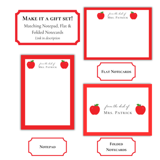 Personalized Teacher Red Apple Notepad with Border | Teacher Gift